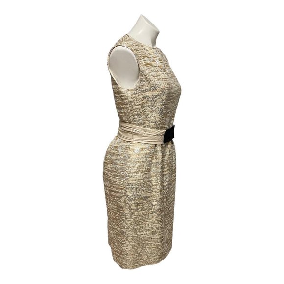 Rachel Roy Size 4 Metallic Embroidered Crewneck Capped Sleeve Belted  Dr… - Picture 3 of 12